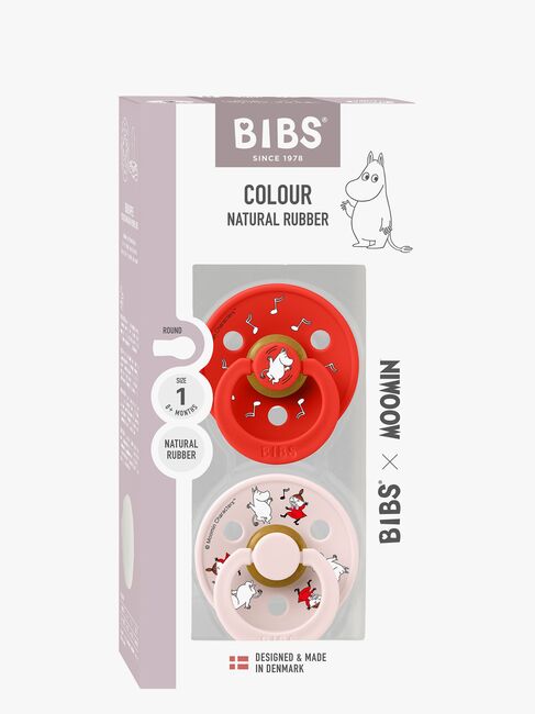 BIBS x Moomin Colour Dancing Schnuller 2er-Pack Latex Größe 1, Candy Apple