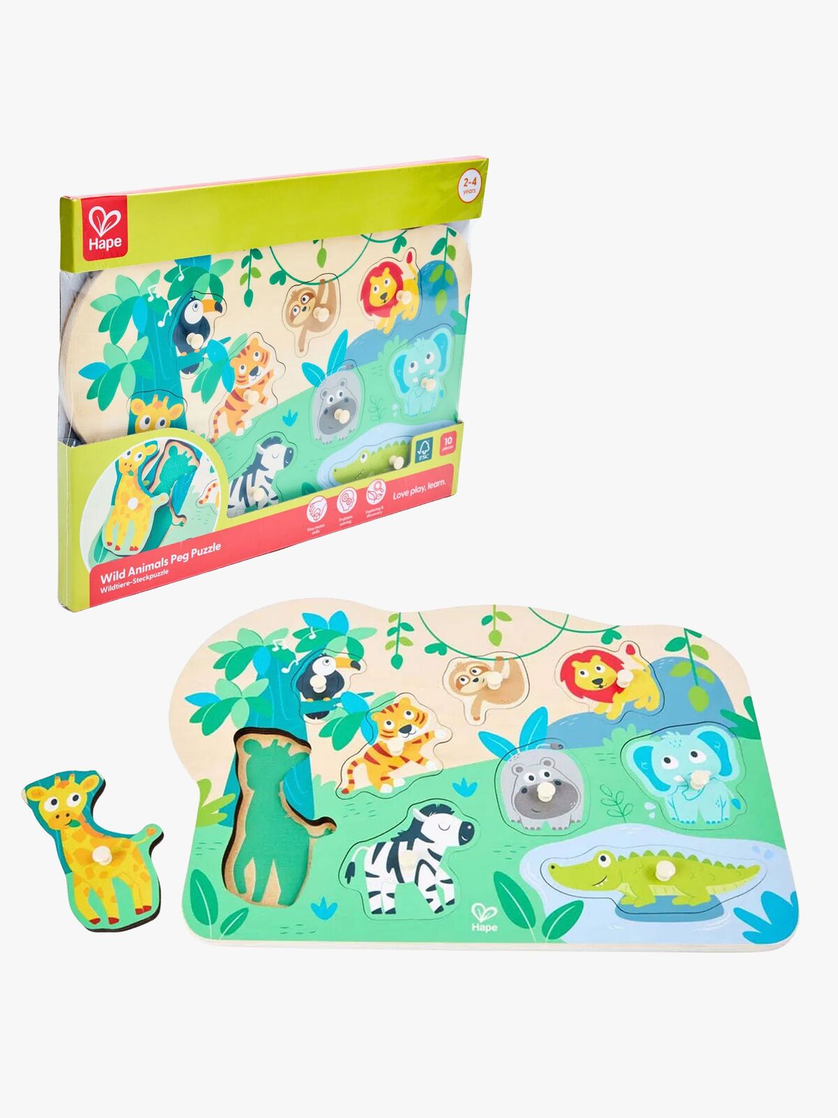Hape Knopfpuzzle Wilde Tiere 10 Teile