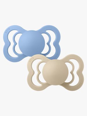 BIBS Supreme Schnuller 2er-Pack Silikon Gr. 2 Symmetrisch, Vanilla/Sky Blue
