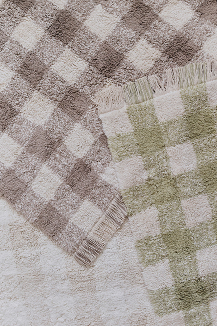 Lorena Canals Waschbarer Vichy Teppich 150x180 cm, Matcha