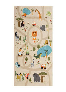 KMCarpets Play Animals Teppich 80x150 cm, Leinenfarben