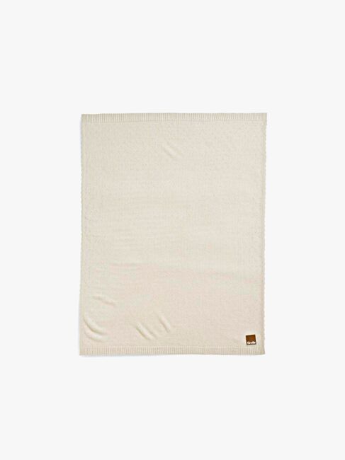 Elodie Lochmuster-gestrickte Decke 100x75 cm, Creamy White