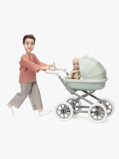 Lundby Puppe mit Baby und Kinderwagen