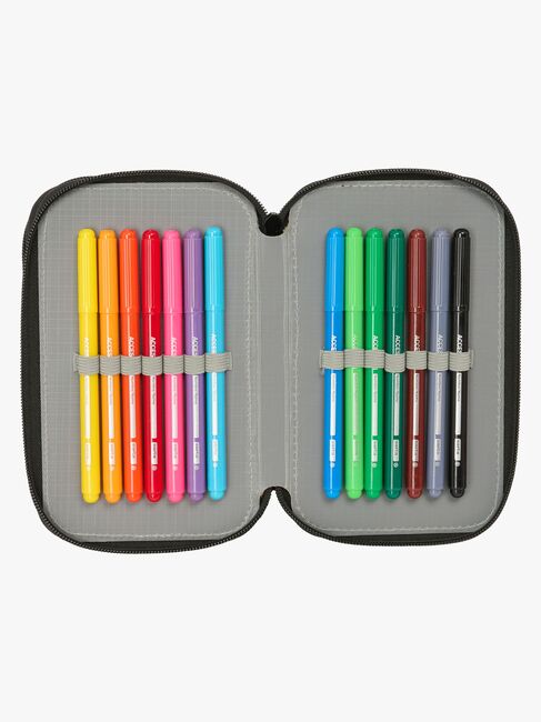 Minecraft Gefülltes Dreifach-Federmäppchen 37 Teile, Schwarz