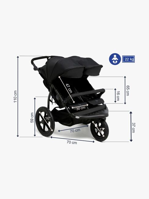 Beemoo Activity Twin Geschwisterwagen, Black