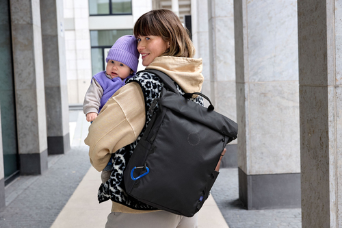 Lässig Outdoor Wickeltasche Rucksack mit Roll-Top-Öffnung, Black