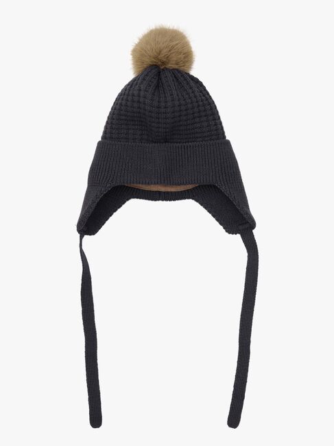 EN FANT Mütze Wollmischung Baby mit Kunstpelz, Ebony