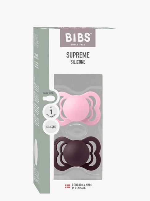 BIBS Supreme Schnuller 2er-Pack Silikon Gr. 1 Symmetrisch, Baby Pink/Plum