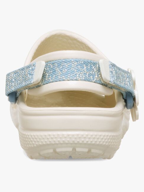 Crocs Classic Denim Flower Kids Pantoffeln, Summit White
