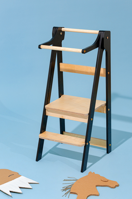 Duck Woodworks Klappbarer Lernturm, Schwarz