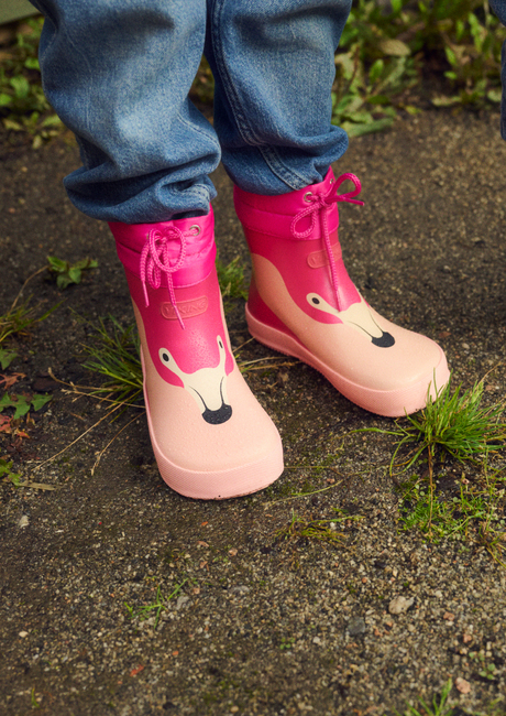 Viking Alv Paw Print Barefoot Gummistiefel, Light Pink/Magenta