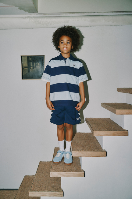 Hummel JR Loose Striped Polohemd, Dress Blue