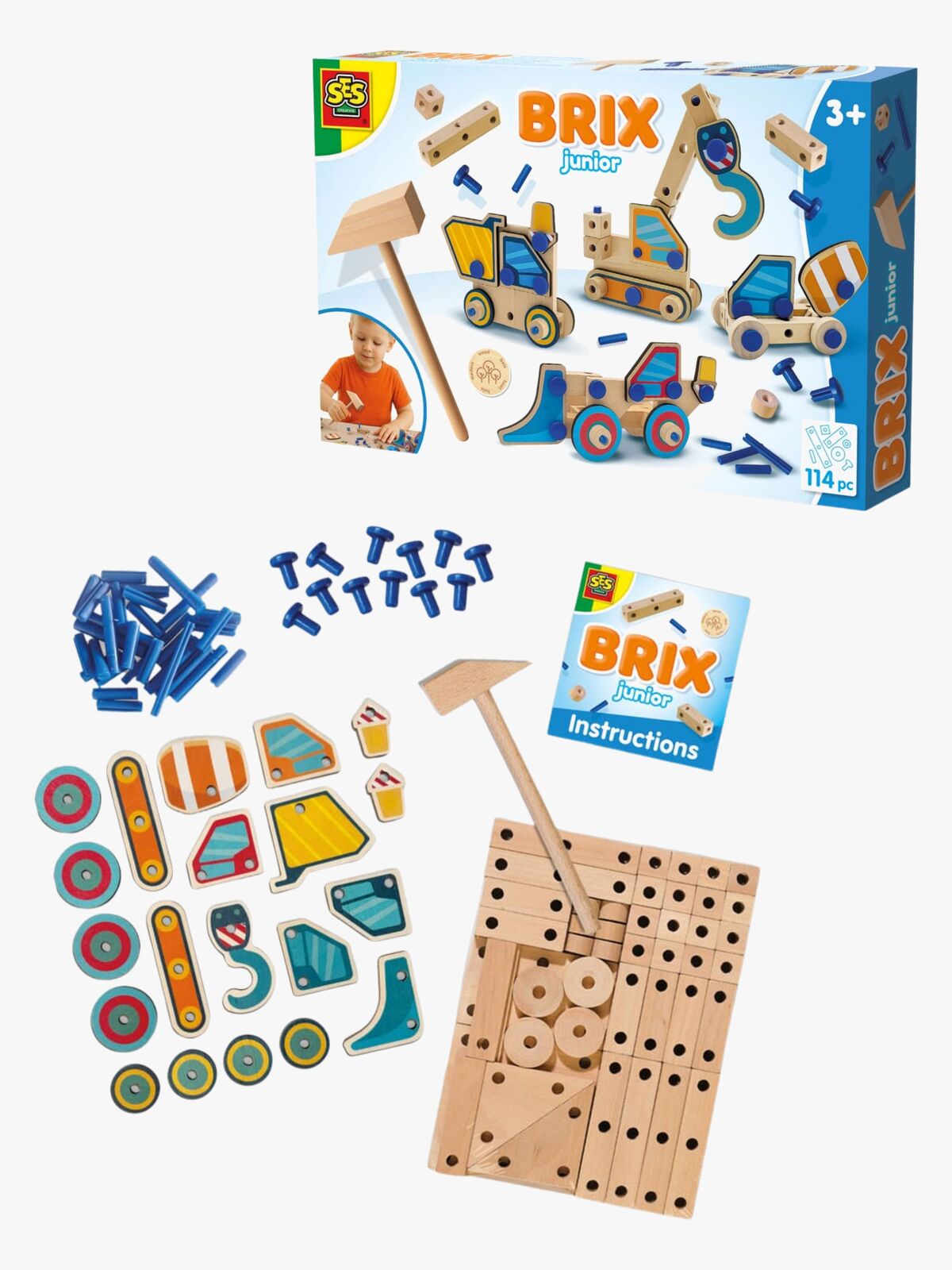 SES Creative Brix Junior Schreinerei-Set Arbeitsfahrzeug