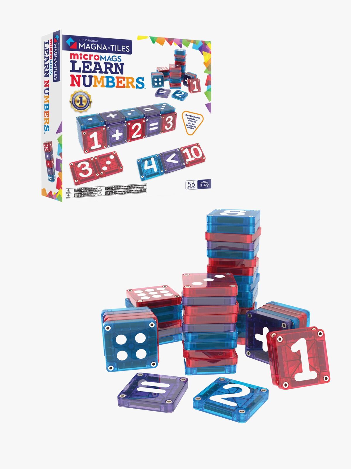 MAGNA-TILES MicroMAGS Zahlen Lernen Bauset 56 Teile