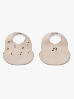 LIEWOOD Ember Gemusterte Lätzchen 2er-Pack, Panda/Sandy