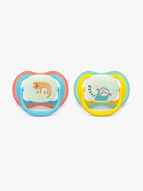 Philips Avent Ultra Air Schnuller Nacht 18m+ 2er-Pack, Blau/Gelb