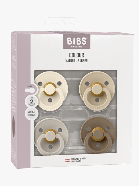 BIBS Colour Schnuller 4er-Pack Latex Größe 2, Ivory/Sand/Vanilla/Dark Oak