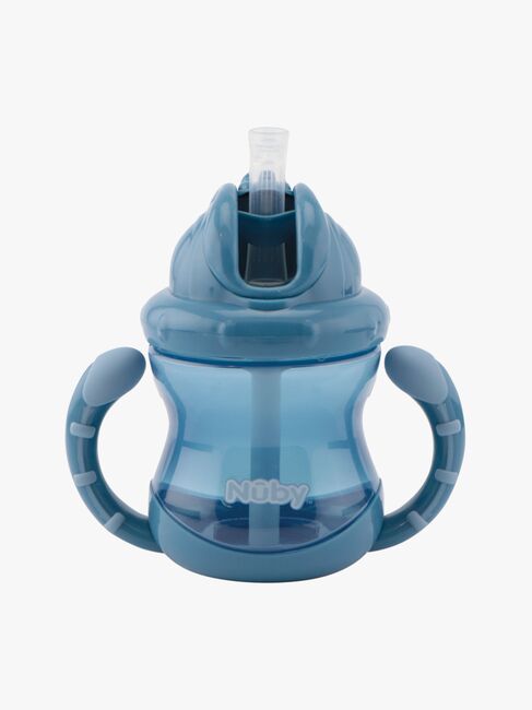 Nuby Twin Handle Flip It Becher 240 ml +12 m, Blau