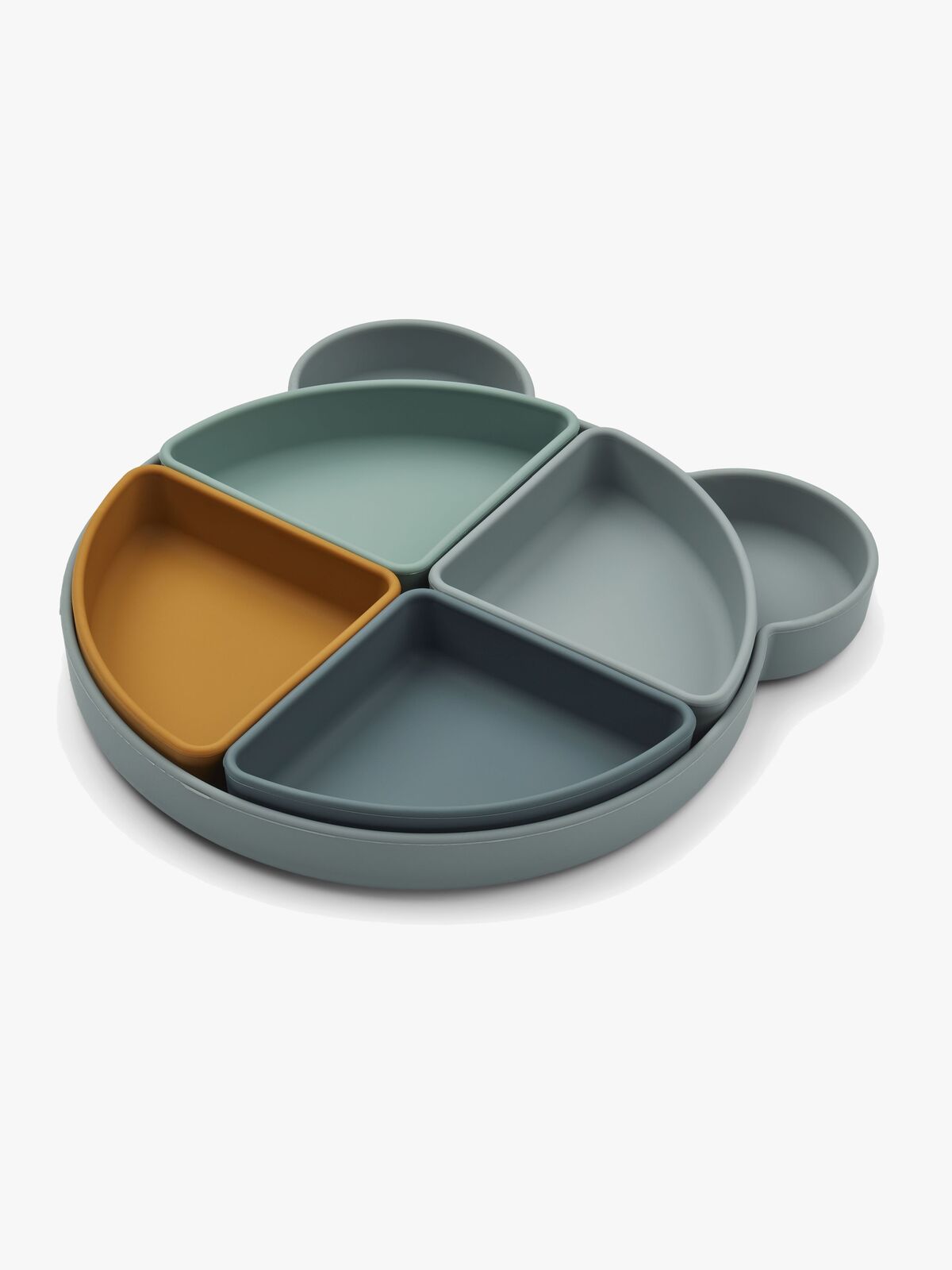 LIEWOOD Arne Geteilter Teller Silikon, Mr Bear Blue Fog Multi Mix