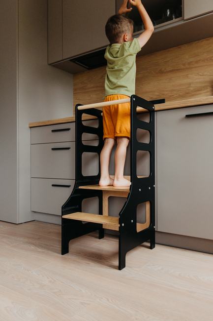 Duck Woodworks Verstellbarer Lernturm, Schwarz