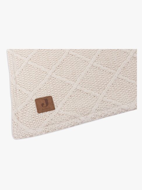 Jollein Strick-Decke Karomuster mit Teddy-Fleece, Oatmeal