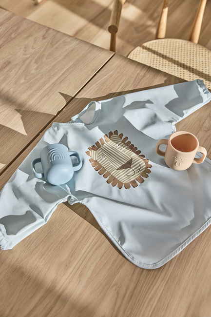 OYOY Lobo Löwe Langärmliges Lätzchen, Ice Blue