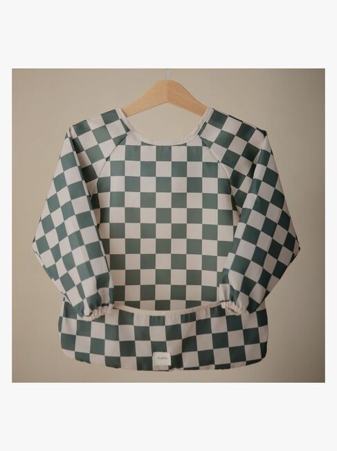 Mushie Langärmliges Lätzchen, Olive Check