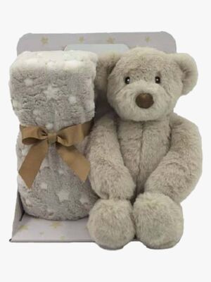 CarloBaby Fleecedecke und Kuscheltier Teddybär, Beige