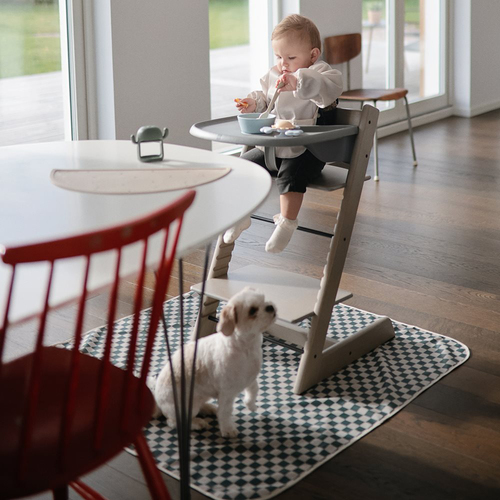 Mushie Bodenschutz für Hochstuhl, Olive Check