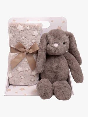CarloBaby Fleecedecke und Kuscheltier Kaninchen, Braun