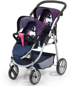 Bayer Design Geschwisterwagen für Puppen, Blau/Pink