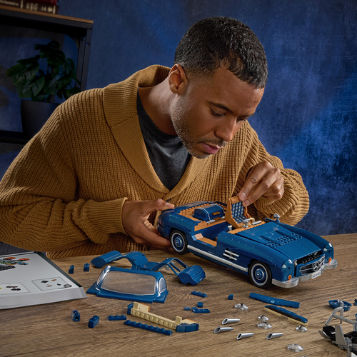 Mattel Brick Shop Hot Wheels Premium Series Bausatz Mercedes-Benz 300 SL 1600 Teile