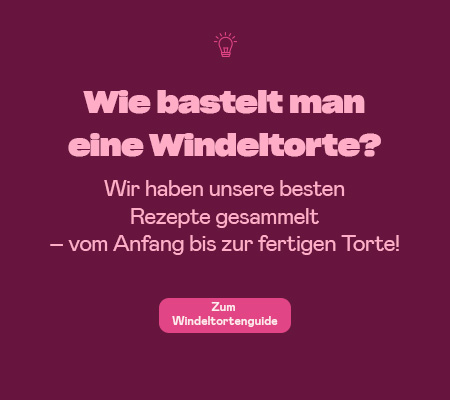 Text auf dem Bild: Wie bastelt man eine Windeltorte?