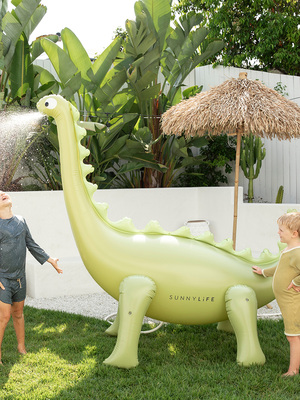 SUNNYLiFE Giant Dino Aufblasbarer Sprinkler, Into the Wild Khaki