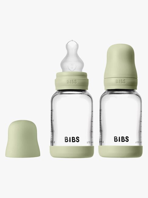 BIBS Slow Flow Glas Fläschchen Silikon 2er-Pack 120 ml, Sage