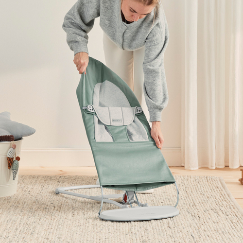 BabyBjörn Balance Soft Babywippe Gewebt Jersey-Stoff, Grün/Grau