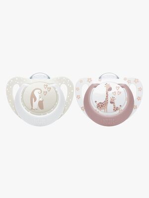 NUK First Choice Classic Schnuller 2er-Pack Größe 1, Penguin/Giraffe