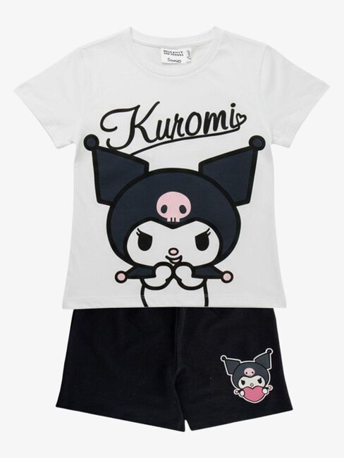 Hello Kitty Kuromi T-Shirt Und Shorts Set, Weiß