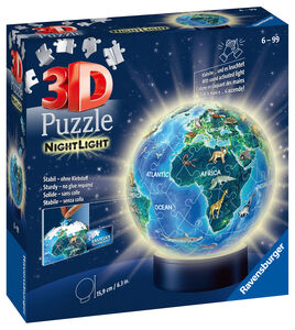 Ravensburger 3D Puzzle Globus Tiere, Nachtlampe 72 Teile