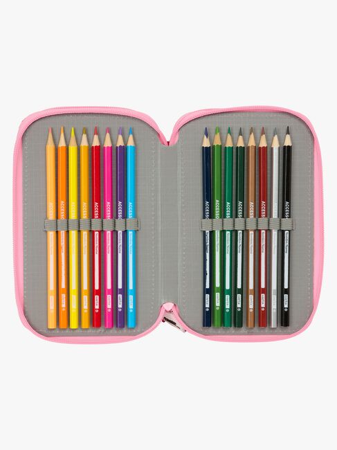 Hello Kitty Gefülltes Dreifach-Federmäppchen 37 Teile, Rosa