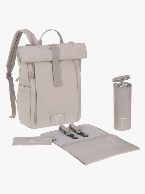 Lässig Rolltop Wickeltasche Rucksack, Taupe