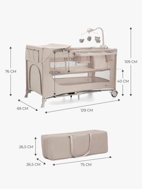 Kinderkraft JOY 2 Reisebett mit Zubehör, Beige