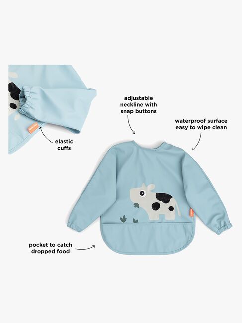 Done By Deer Tiny Farm Langärmliges Lätzchen mit Tasche, Blue