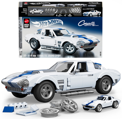 Mattel Brick Shop Hot Wheels Elite Series Brick Shop Hot Wheels Bau-Set Corvette Grand Sport 918 Teile