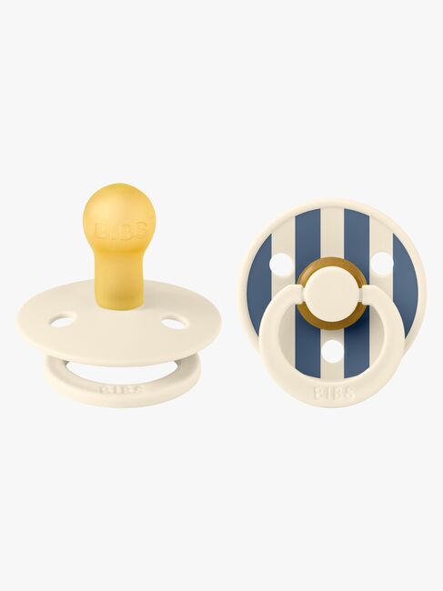 BIBS Studio Colour Schnuller 2er-Pack Latex Größe 1 Rund, Pin/Ivory Steel Blue Mix