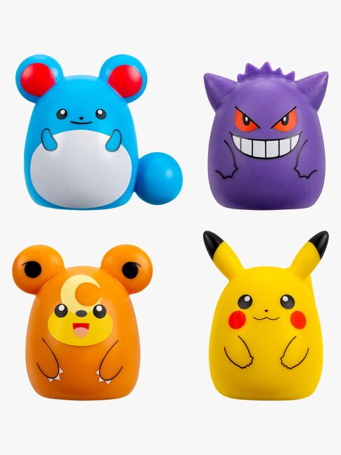Squishmallows Squishalongs Pokémon Figurenset Pikachu, Gengar, Teddiursa & Marill 4er-Pack