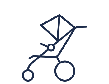 Illustration eines einfachen Kinderwagens.