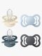 BIBS Supreme Schnuller 4er-Pack Silikon Gr. 2, Ivory/Baby Blue/Petrol/Iron