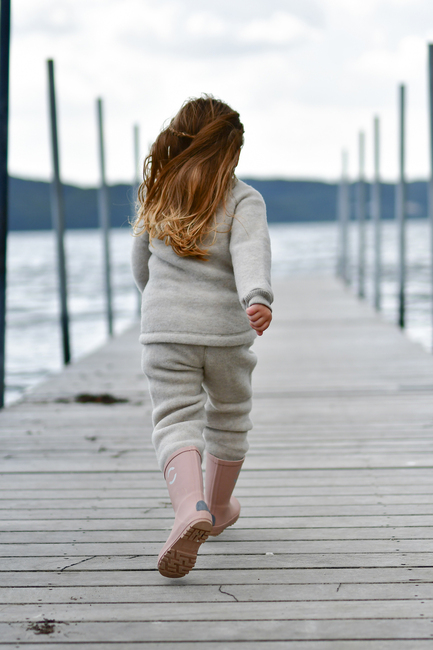 Mikk-Line Wollfilz-Hose Kind, Melange Offwhite