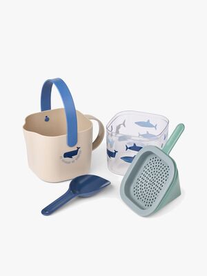 LIEWOOD Roald Sandspielzeug-Set Shark/Dove Blue
